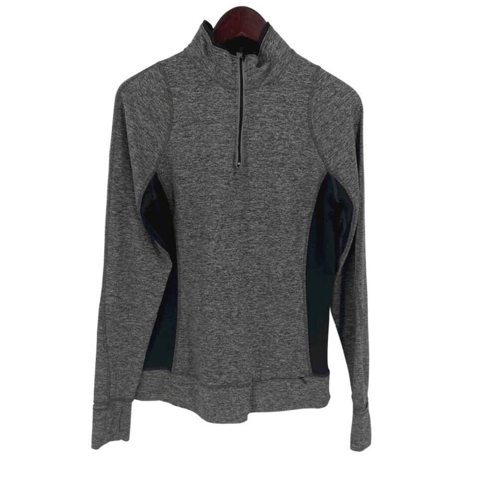 Black heather quarter zip pullover athletic track jacket Reva women’s sz large